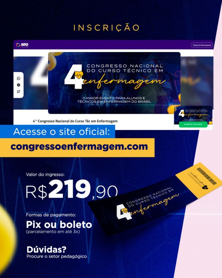 Inscrições abertas para o 4º Congresso Nacional do Curso Técnico em Enfermagem 